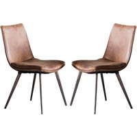 Honks Brown Faux Leather Dining Chairs In Pair
