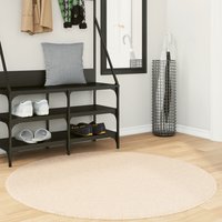 Hopkins 120cm Polyester Round Non-Slip Washable Rug - Beige