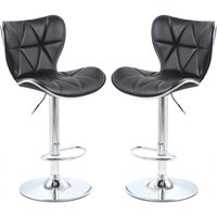 Houston Black PU Leather Bar Stools With Chrome Base In Pair