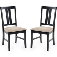 Hull Black Wooden Dining Chairs With Fabric Seat In Pair