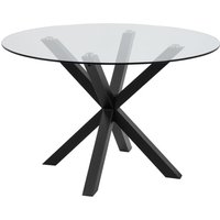 Hyeres Clear Glass Top Dining Table With Black Legs