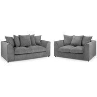 Hyeres Fabric 3+2 Seater Sofa Set In Grey