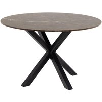 Hyeres Marble Round Dining Table In Brown Emperador
