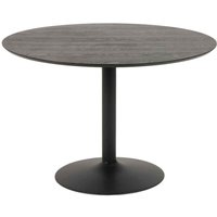 Ibika Large Wooden Round Dining Table With Black Base - Ash Black