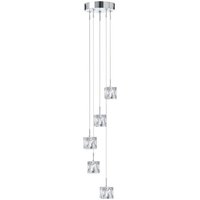 Ice Cube LED 5 Lights Multi Drop Pendant Light In Chrome
