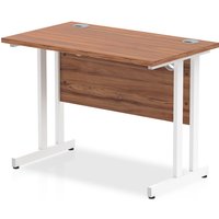 Impulse 800mm Computer Desk In Walnut And White Cantilever Leg