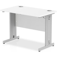 Impulse 800mm Computer Desk In White And Silver Managed Leg