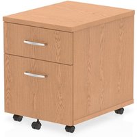 Impulse Wooden 2 Drawers Mobile Pedestal In Oak