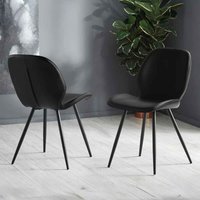 Imsera Black Faux Leather Dining Chairs in Pair