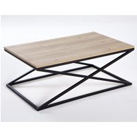 Indio Wooden Coffee Table With Black Metal Frame In Oak