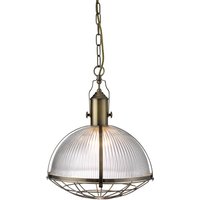 Industrial 1 Light Pendant In Antique Brass And Clear Glass Industrial 1 Light Pendant In Antique Brass And Clear Glass