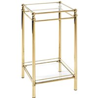 Inman Tall Square Clear Glass Side Table In Brass