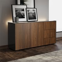Intel LED Sideboard In Black And Walnut With Wireless Charging Intel LED Sideboard In Black And Walnut With Wireless Charging