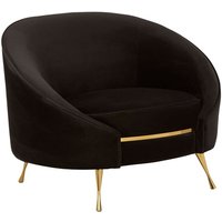 Intercrus Upholstered Velvet Armchair In Black And Gold