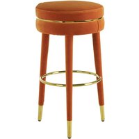 Intercrus Upholstered Velvet Bar Stool In Orange And Gold