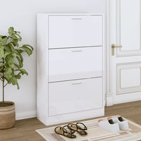 Oscar High Gloss Shoe Storage Cabinet With 3 Flaps In White