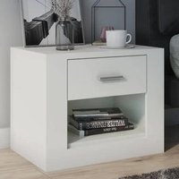 Ionia Wooden Bedside Cabinet With 1 Drawer In Matt White