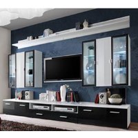 Ipswich High Gloss Entertainment Unit In Black And White With LED