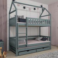 Irmo Wooden Bunk Bed And Trundle With Bonnell Mattress In Grey