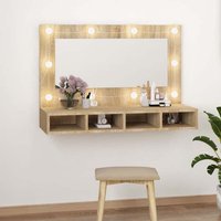 Irvine Wooden Wall Dressing Cabinet In Sonoma Oak With LED