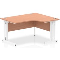 Isle 140cm Beech Right Computer Desk With White Managed Leg