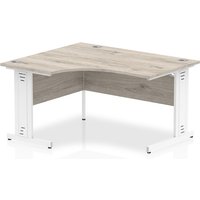Isle 140cm Grey Left Computer Desk With White Managed Leg