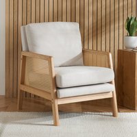 Issaquah Fabric 1 Seater Sofa With Wooden Frame In Grey And Oak