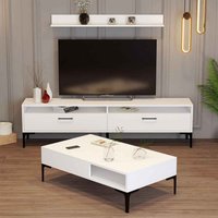 Istanbul Wooden Entertainment Unit and Coffee Table Set in White