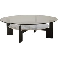 Ithaca Grey Glass Top Coffee Table With White Ceramic Undershelf