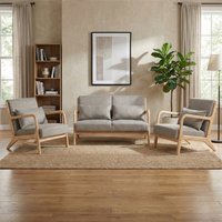 Iverox Fabric 2+1+1 Seater Sofa Set in Stone