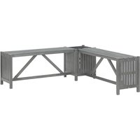 Ivy Corner Wooden Garden Seating Bench With 2 Planters In Grey