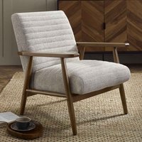 Izenel Fabric Armchair With Wooden Frame in Oyster White
