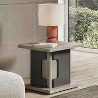 Avora High Gloss Lamp Table in Dark Grey Pine and LED