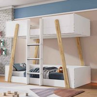 Jarlix Wooden Bunk Bed With Ladder In White and Oak