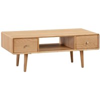 Javion Wooden Coffee Table With 2 drawers In Natural Oak