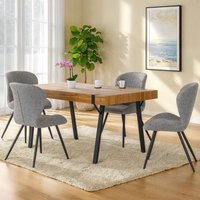 Jenlora Light Oak Wooden Dining Table with 4 Qinson Grey Chairs