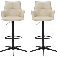 Joplin Ivory PU Leather Bar Stools in Pair
