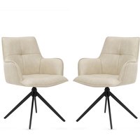 Joplin Ivory PU Leather Dining Chairs in Pair