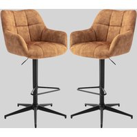 Joplin Rust Fabric Gas Lift Bar Stools - Pair