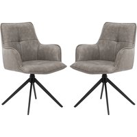 Joplin Silver Grey PU Leather Dining Chairs in Pair