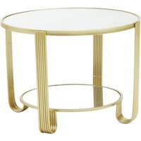 Julie Round White Glass Top Coffee Table With Gold Metal Base