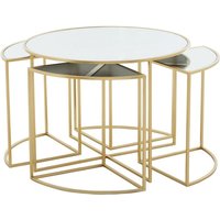 Julie White Glass Top Nest Of 5 Tables With Gold Metal Frame