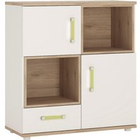 Kaas Wooden Storage Cabinet In White High Gloss And Oak