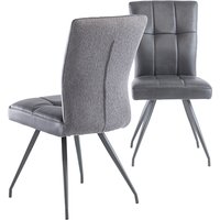 Kebrila Grey Faux Leather Dining Chairs In Pair
