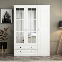 Kale H210cm Wooden Wardrobe with 3 Doors 2 Drawers in White