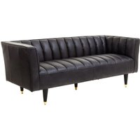 Kalispell Leather 3 Seater Sofa In Black