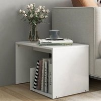 Kanoa Wooden Side Table With Ample Storage In White