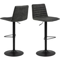 Kaprun Anthracite Fabric Bar Stools With Steel Base In Pair