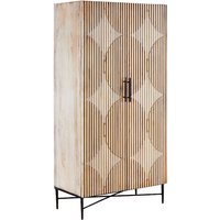 Karot Wooden Wardrobe With 2 Doors In Light Grey