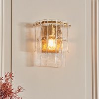 Keene Handmade Glass Wall Light In Brushed Aged Brass